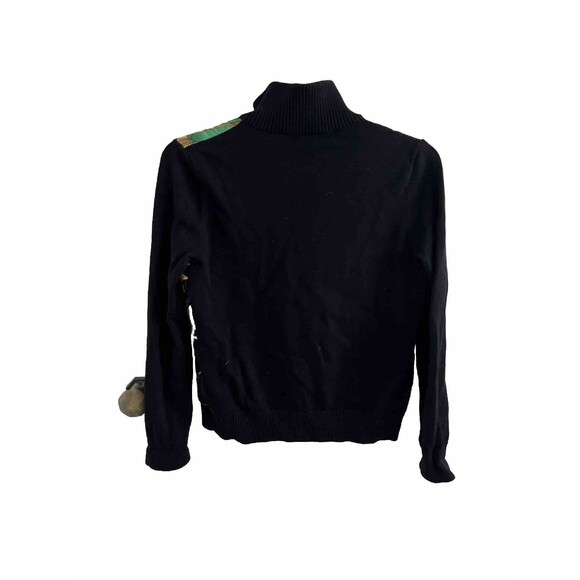 RALPH LAUREN Equestrian Black Full Zip Silk Cotton Cardigan Sweater Sz L - Picture 9 of 10